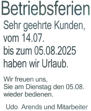 Betriebsferien